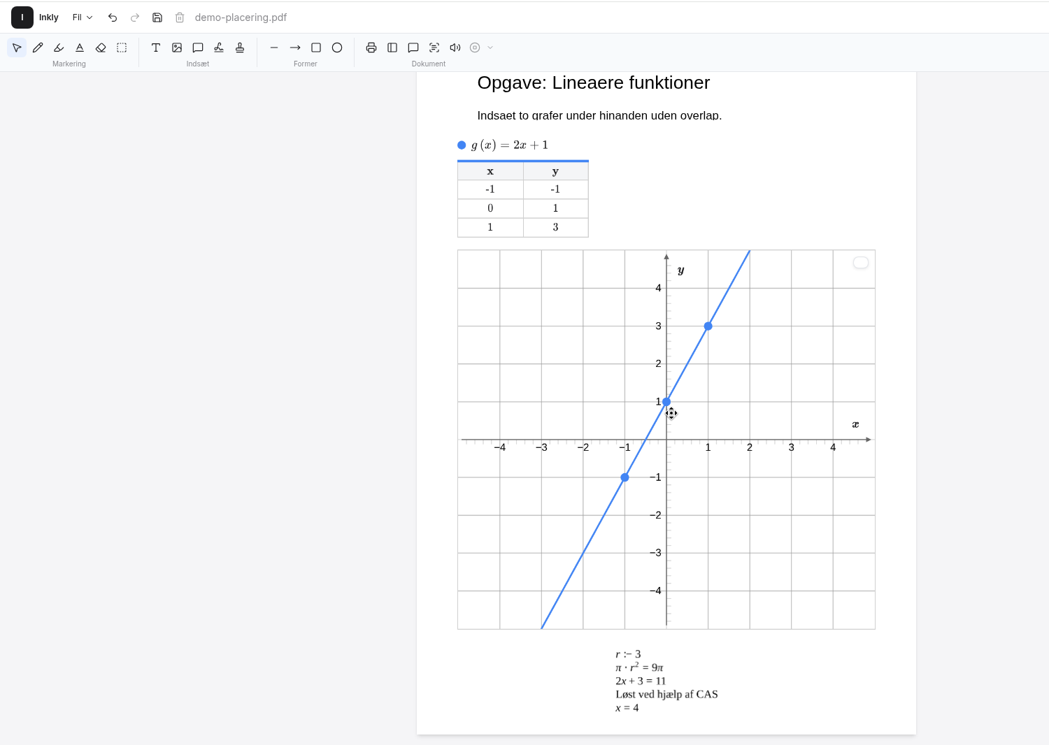 Inkly med graf indsat fra Matematikhjælperen